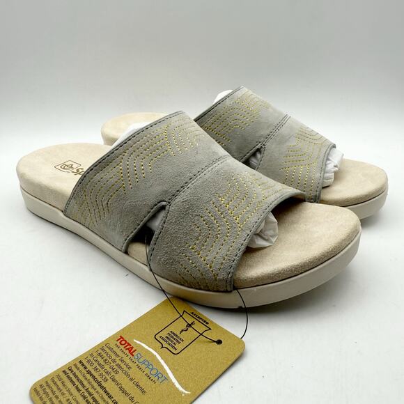 Spenco Womens Twilight Ellie Slide Sandals US 8.5 D EU 39 Grey Leather NIB - Picture 4 of 12